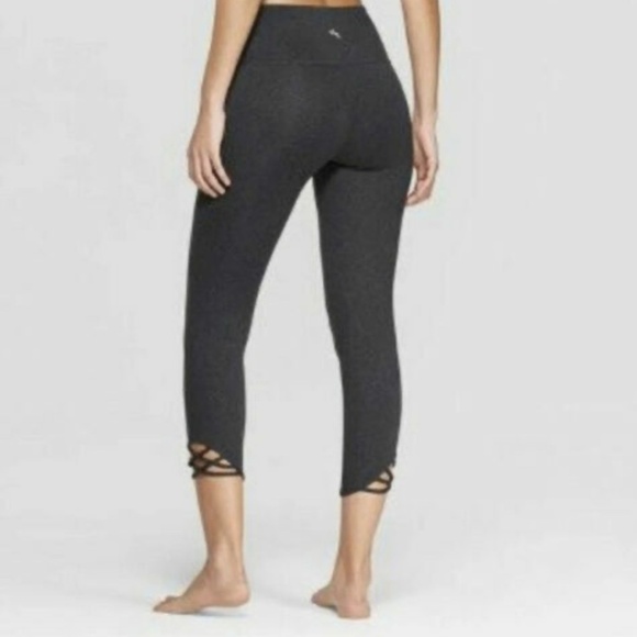 Joy Lab High Waist Crop Knotted Charcoal Gray Stretch Pull On Leggings, Size M - Picture 2 of 10